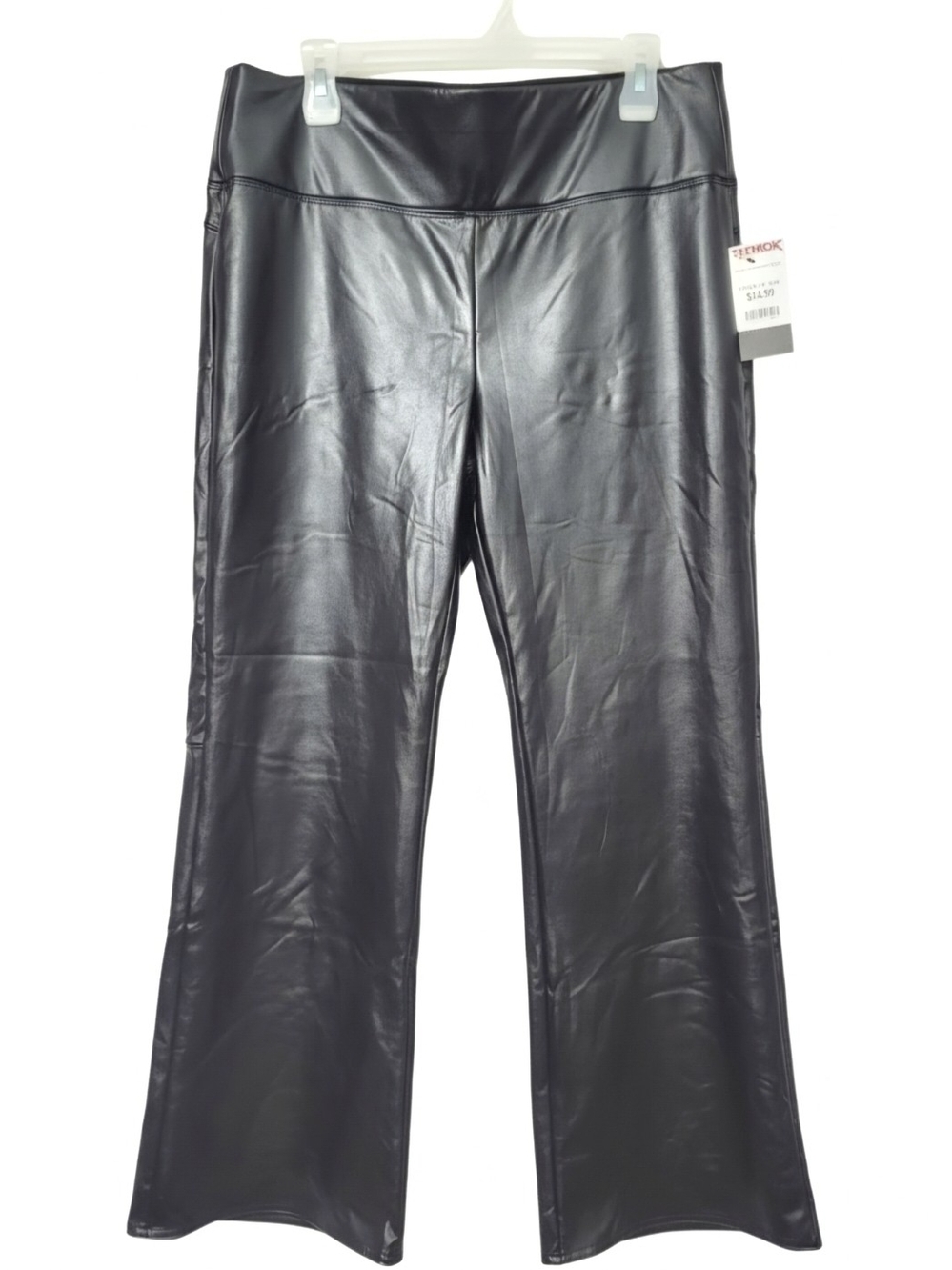Vince Camuto Black Faux Leather Wide-Leg Pants